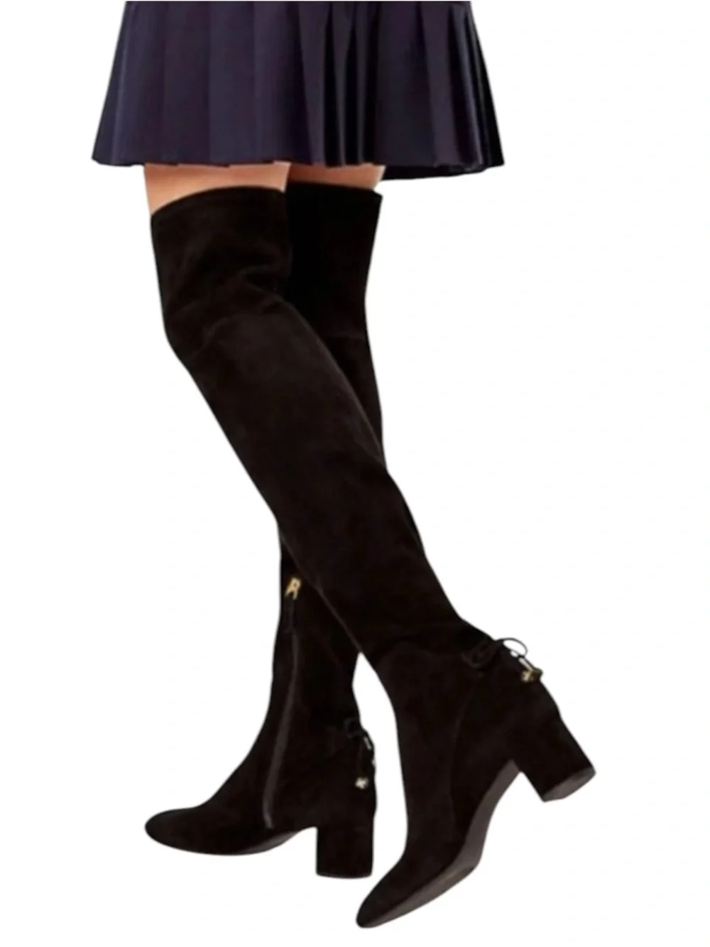 Tory Burch Women’s Size 8.5 Black Stretch Suede Laila Over The Knee High Boots